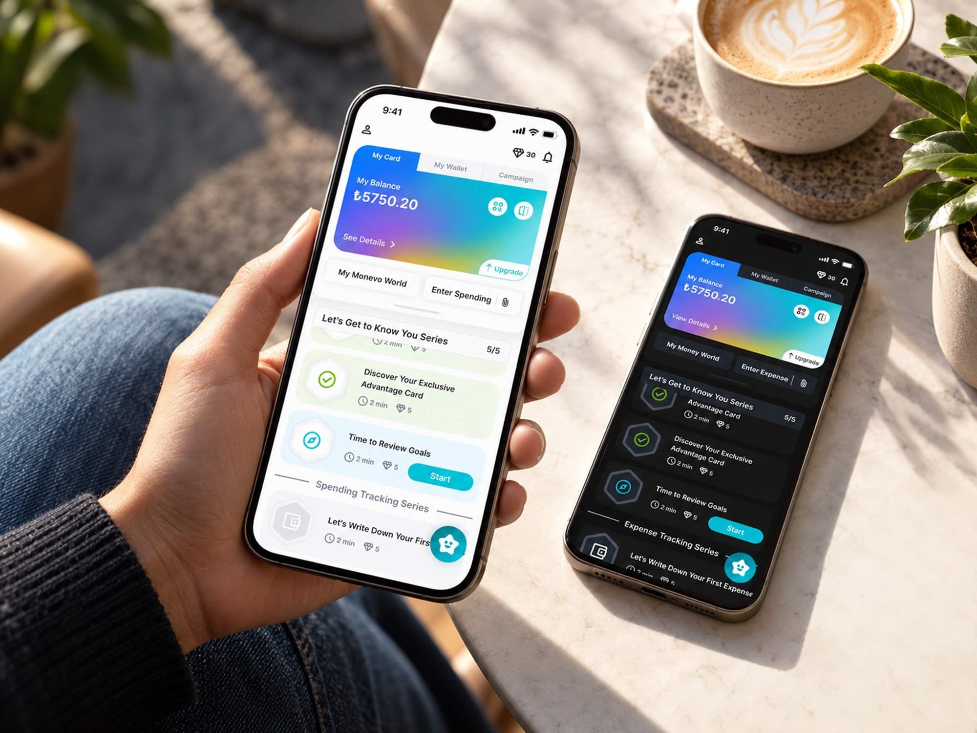 Monevo Financial Habit mobile app interfaces
