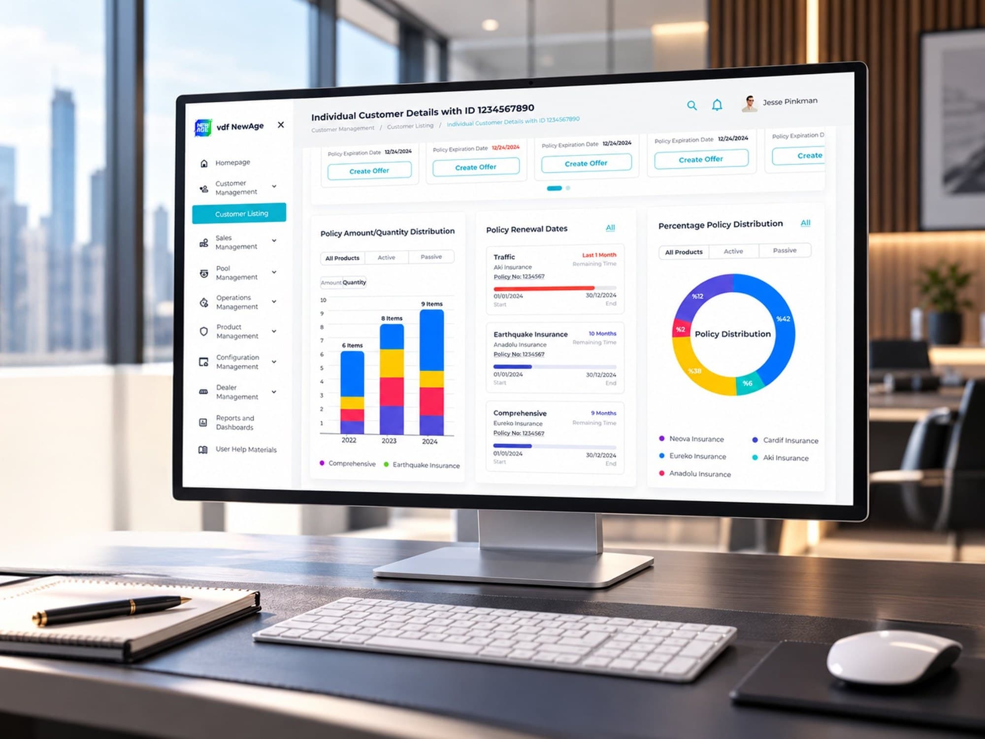 VDF NewAge internal insurance platform dashboard